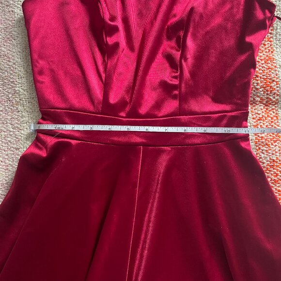 NWOT Dark Red Satin Christmas Mini Dress w Bow - Picture 10 of 14